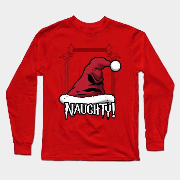 Christmas Fantasy Naughty Or Nice Sorter Santa Claus Hat Long Sleeve T-Shirt by BoggsNicolas